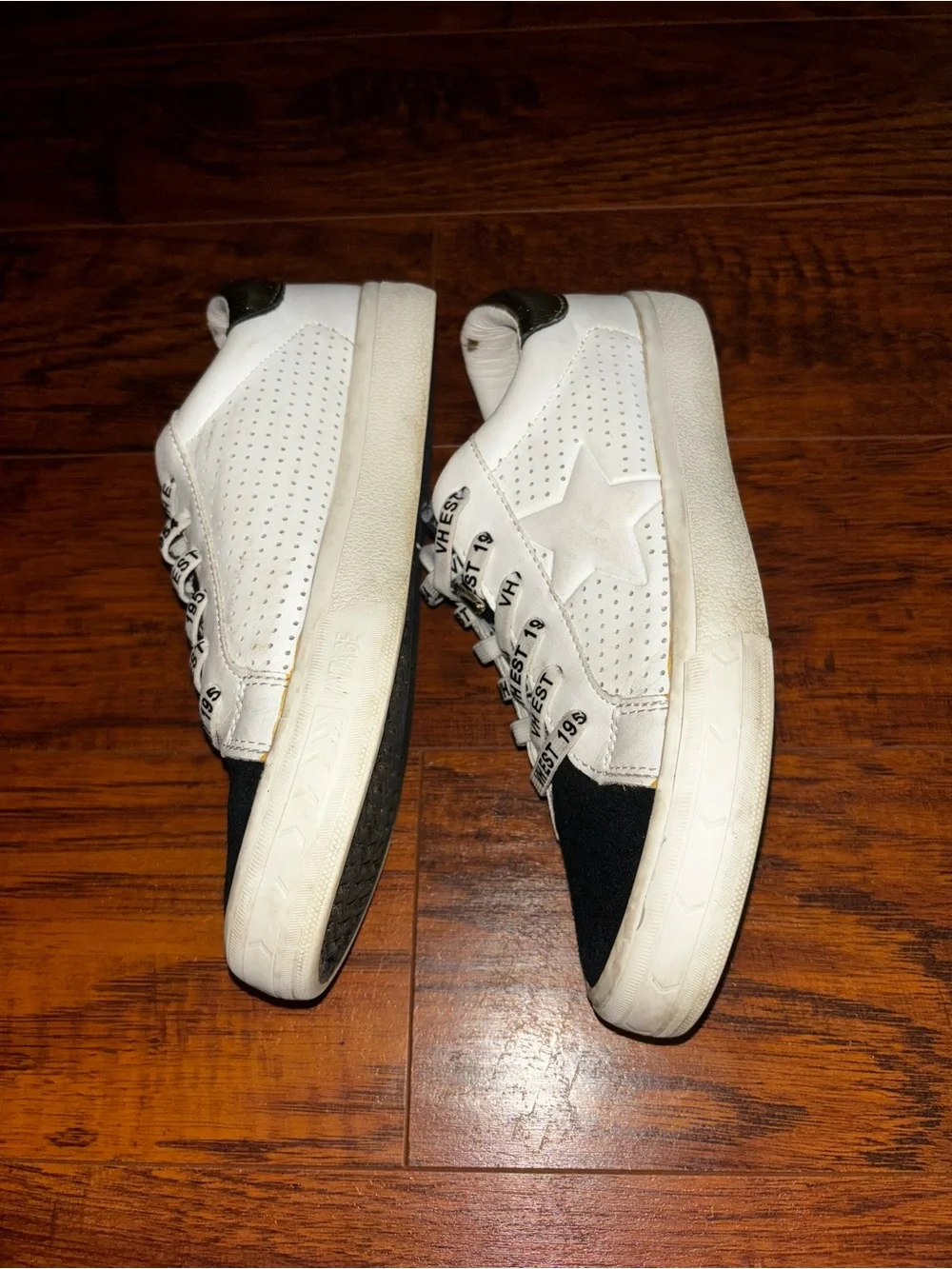 Vintage Havana Gadol Leather Sneakers Black White Star Keds Style Lace-Up Shoes
